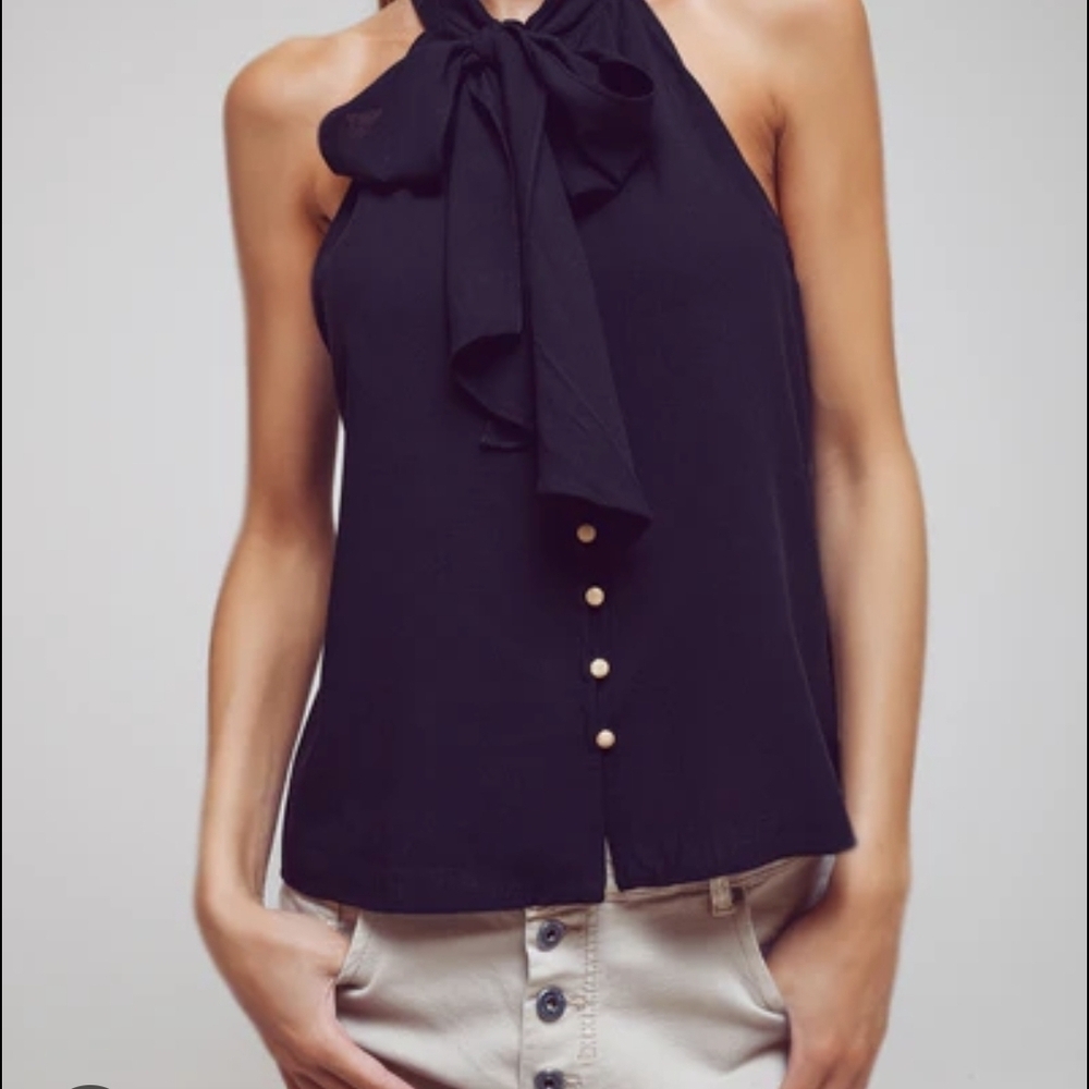 Zara Black Linen Sleevless Blouse - Picture 8 of 9